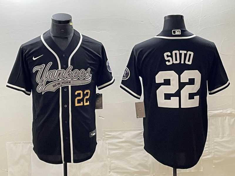 Men's New York Yankees #22 Juan Soto Number Black With Patch Cool Base Stitched Baseball Jersey,We sell and wholesale Men's New York Yankees #22 Juan Soto Number Black With Patch Cool Base Stitched Baseball Jersey on line form chian!